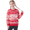 Giggling Getup Rodinné vianočné svetre Merry Christmas – červeno-biele zladené svetre pre mužov, ženy aj deti Veľkosť: KIDS 8-10 rokov