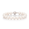 Perlový náramok Mutiara 9 AAA biely Rhodiované striebro (925) 19 cm Biela