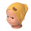 Baby Nellys Rebrovaná čiapka Macko horčicová