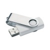 Biely USB kľúč 16 GB s otočným kovovým klipom