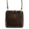 Kožená malá dámská crossbody kabelka tmavě hnědá