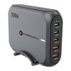 Stolová nabíjačka FORCELL F-ENERGY GaN III 3x USB-C + 2x USB-A PD QC4.0 SFC2.0 5A 200W sivá (VT-51)