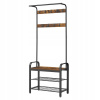 Botník Vasagle so sedadlom 72 x 183 x 33,7 cm čierna, hnedé odtiene (Šatníkový vešiak Loft Industrial rustikálny moderný industrial)