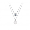 For Silver Dvojitý náhrdelník s Moissanitom 0,5ct a shell perlou - Striebro 925