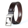 Kožený opasok NICKEL AXIS s brzdovou prackou, 3,5 cm, Tmavo hnedý (VNICKEL-AXIS-TH)