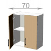 Casarredo Capri W7072, kuchynská skrinka š.70, korpus grafit, dvierka dub tabaco