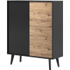 MEBLINE Komoda WOLLOW 03 čierna / dub artisan