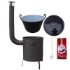 Green Home kotol na guláš a zabíjačku smalt 70 L (1,2 mm), STRONG kovová kotlina 53 cm 1,5 mm, žiaruvzdorná farba PLUS 600, Green Home pokrievka 57 cm SMALT, vareška 50 cm SMREK, GURMÁN sladká paprika