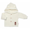 Elegantný pletený svetrík s gombíkmi a kapucňou s uškami Baby Nellys, ecru 80 (9-12m)
