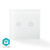 Nedis WIFIWS20WT - SmartLife nástěnný vypínač | Wi-Fi | Dvojitý | Nástěnný Držák | 86 mm | 86 mm | 1000 W | Android & iOS | Bílá WIFIWS20WT