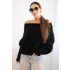 Asymetrický batwing svetr viskózový černý - FPrice S/M