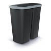 Odpadkový kôš Prosperplast COMPACTA Q DUO, 45 l čierny so svetlo šedým vekom NDAB45-429U/S411