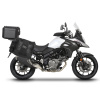 SHAD Kompletná sada sedlových brašní TERRA TR40 adventure a hliníkového vrchného kufra SHAD TERRA BLACK 48L vrátane montážnej sady SHAD SUZUKI DL 650 V-Strom