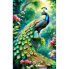 Diamantový obraz Zelený páv a kvety