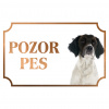 Francúzsky španiel - Kovová tabuľka POZOR PES