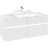 VILLEROY & BOCH Collaro závesná skrinka pod umývadlo na dosku (umývadlo v strede), 4 zásuvky, s LED osvetlením, 1200 x 500 x 548 mm, White Matt, C070B0MS