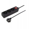 PremiumCord Prodlužovací přívod 230V 2m 3 zásuvky + vypínač, černý (ppa3k-02bk)