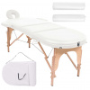 Skladací masážny stôl, 4 cm hrubý, 2 podložky, oválny, biely 110158_sk