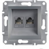 Schneider Electric Asfora počítačová zásuvka 2 x RJ45 kat. 5e UTP bez rámu, oceľ (EPH4400162)