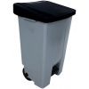 Denox Nášľapný odpadkový kôš na triedený odpad 120 l, čierne veko, plastový s kolieskami