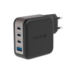 100W EU adaptér / nabíjačka SWISSTEN GaN - 3x USB-C + USB-A - čierna