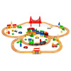 Drevená železnica, veľké železničné trate, batériový vláčik 90 prvkov Ecotoys