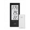 ČIERNY TERMO METER HODINY JVD T3348.1 PAMÄŤ RÁDIO RIADENÉ HODINY