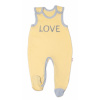 Dojčenské bavlnené dupačky Baby Nellys, Love - žlté, veľ. 56 62 (2-3m)
