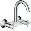 HANSGROHE Logis M32 drezová batéria nástenná, s dvomi rukoväťami v tvare kríža, dĺžka výtoku 210 mm, chróm, 71286000
