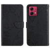 Peňaženkové kožené puzdro Butterfly Embossed na Motorola Edge 40 Neo - Čierna