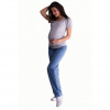 Be MaaMaa Bavlnené, tehotenské nohavice s regulovateľným pásom - sv. modrá, vel´. XXXL