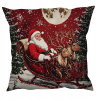 Warmu Vianočná obliečka Santa na saniach – červený motív s mesiacom a sobmi 40x40 cm