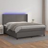 vidaXL Boxspring posteľ s matracom a LED sivá 180x200 cm umelá koža - Sivá - 57110-12123
