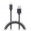 CONNECT IT Wirez Apple Lightning - USB špirálový flexibilný kábel, 1,2 m, čierny