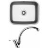 Set Sinks (dřez Neptun 526 V 0,6 mm, matný + baterie Evera Chrom - lesklý) NE526VEVCL