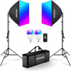Neewer NK800 softbox stojanová súprava, sada 2x trvalých RGB LED fotografických svetiel, 2x softbox, 2x 26W LED 4258544