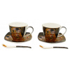 HOME ELEMENTS Porcelánová šálka a podšálka Klimt Bozk tmavý 2 x 250 ml