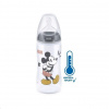 NUK Dojčenská fľaša na učenie NUK Disney Mickey s kontrolou teploty 300 ml sivá