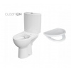 Cersanit Parva CleanOn, kombi wc so splachovaním 3/5l, horizontálny odtok, prívod vody z boku a antibakteriálnym sedátkom z duroplastu, biela, K27-063