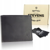 Peňaženka - Stevens Wallet Prírodná koža čierna klasika - pánsky produkt (Kožená kožená koža)