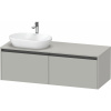 DURAVIT Ketho 2 závesná skrinka pod umývadlo na dosku (umývadlo vľavo), 2 zásuvky, 1400 x 550 x 459 mm, betón šedá matná, K24888L07070000