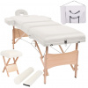 Skladací masážny stôl, 3 zóny+stolička, 10 cm hrubá, biela 110156_sk