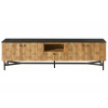 Bighome - TV stolík akácia 200x40x55 prírodný lak / čierny mramor LONDON
