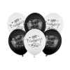 Party Balóny Happy Birthday 30 cm - čierno biele, mix 6 ks