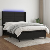 vidaXL Posteľ boxsping s matracom a LED čierna 140x200 cm látka - Čierna - 8245-150011