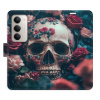 Flip pouzdro iSaprio - Xiaomi Redmi 15 - Skull in Roses 02 s kapsičkami na karty (Flipové knížkové pouzdro, obal, kryt iSaprio s přihrádkami na karty a motivem)