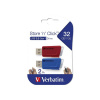 Verbatim USB flash disk, USB 3.0 (3.2 Gen 1), 32GB, Store N Click, mix farieb, 49308, USB A, s výsuvným konektorom, 2ks