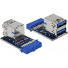 Delock USB 3.0 Pin konektor samica > 2 x USB 3.0 samica – hore, na sebe
