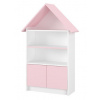 Drevená knižnica/skriňa na hračky Nellys Domček, biela/ružová NELLYS