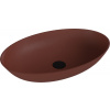 Polysan BANERA OVAL umývadlo na dosku, liaty mramor, 60x40cm, hnedá mat, 14397.71